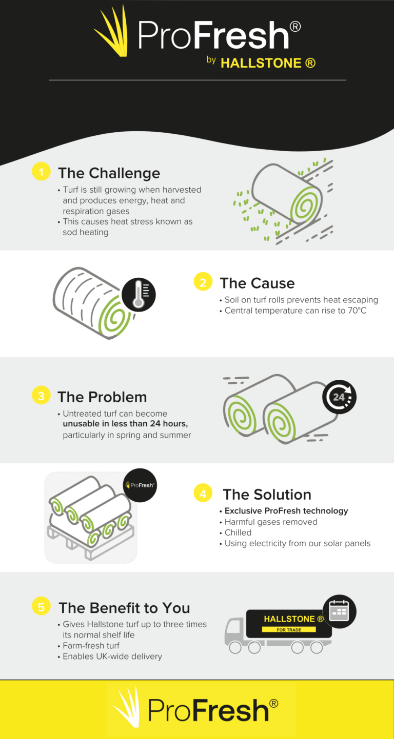 Infograpic explaining Hallstone's ProFresh turf treatment process