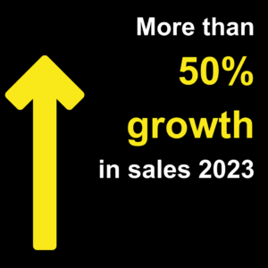 Graphic stating More than 50% growth in sales in 2023 for Hallstone