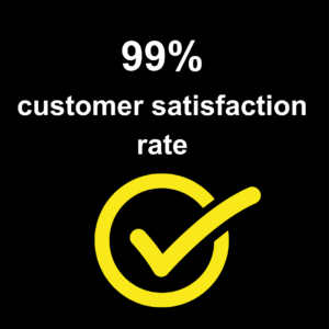 Graphic stating Hallstone has a 99% customer satisfaction rate.